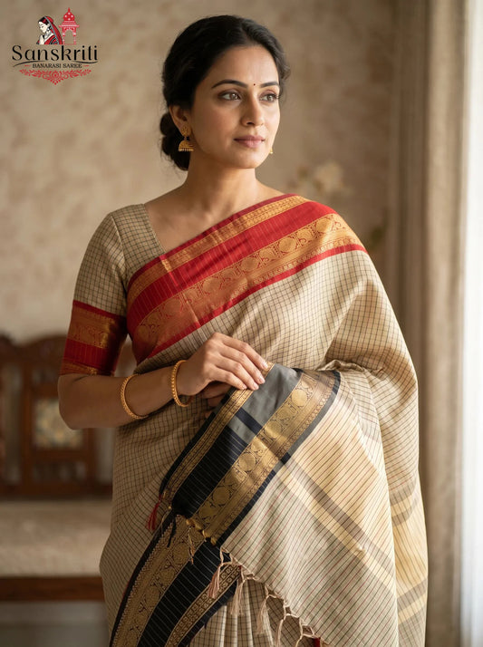 Chettinad Cotton Saree with Ganga Jamuna Border – Kanchi Cotton Style | Lightweight & Elegant (6.2–6.3 Meters)
