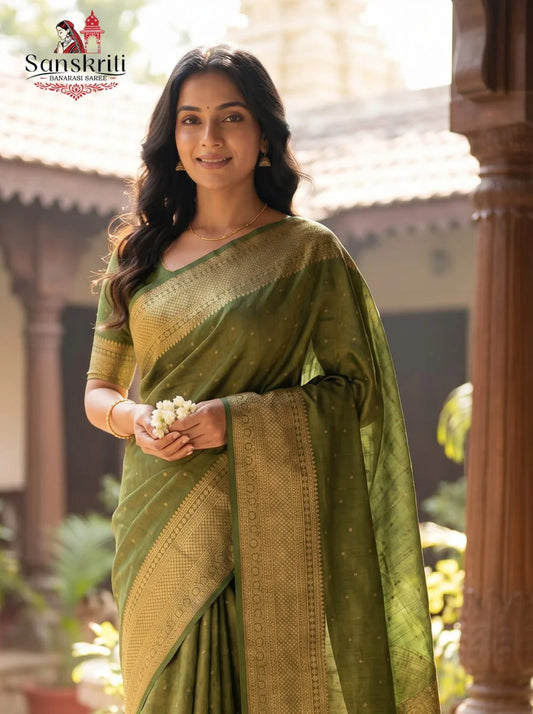 Red Banarasi Handloom Katan Silk Saree with Kashi Ghat Weaves – Traditional Elegance (5.5 Meters)