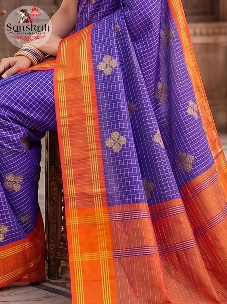 Premium Blue & Orange Buta Soft Silk Saree | Elegant Traditional Party Wear Saree with Rich Weaving
