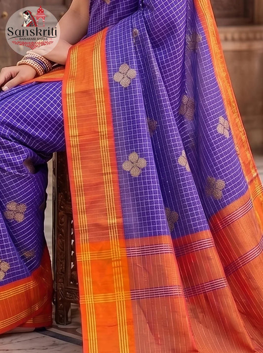 Premium Blue & Orange Buta Soft Silk Saree | Elegant Traditional Party Wear Saree with Rich Weaving