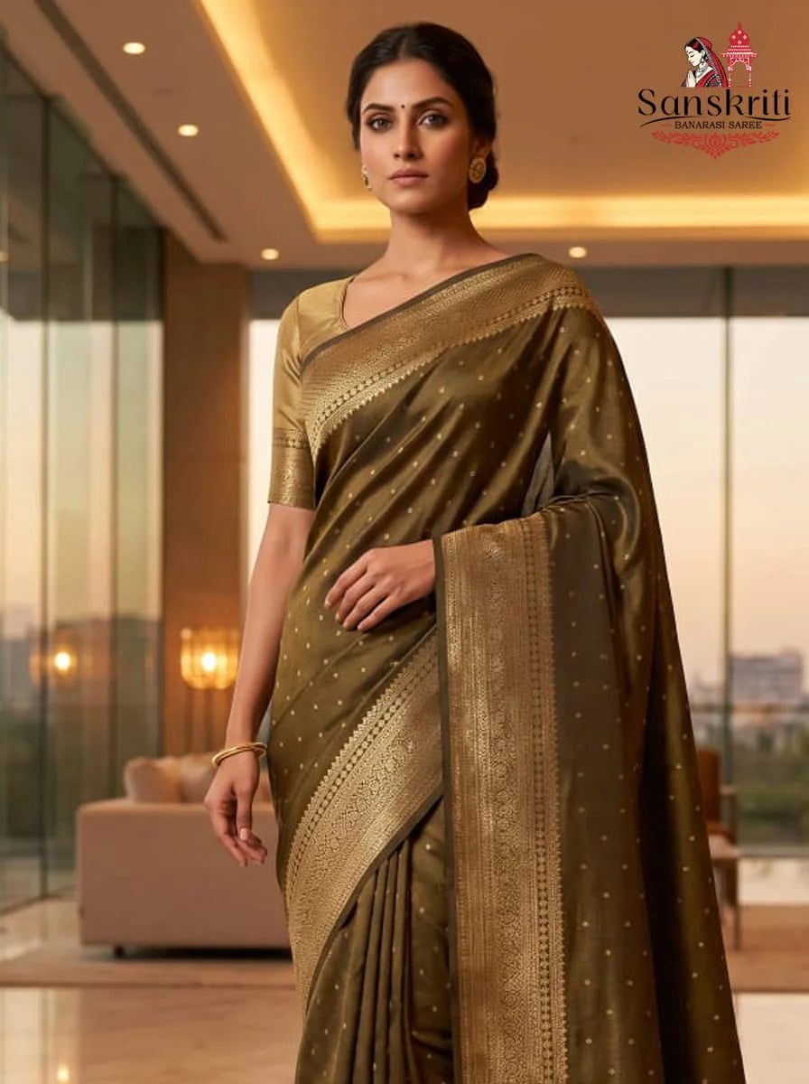 Red Banarasi Handloom Katan Silk Saree with Kashi Ghat Weaves – Traditional Elegance (5.5 Meters)
