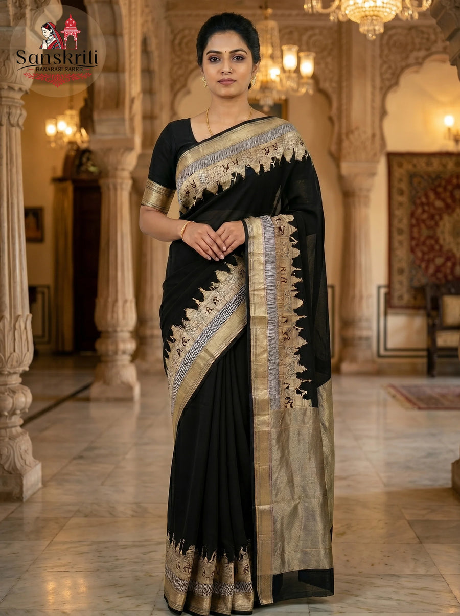 Handwoven Maheshwari Silk Cotton Saree – Traditional Lightweight Elegance (6.2–6.3 Meters)