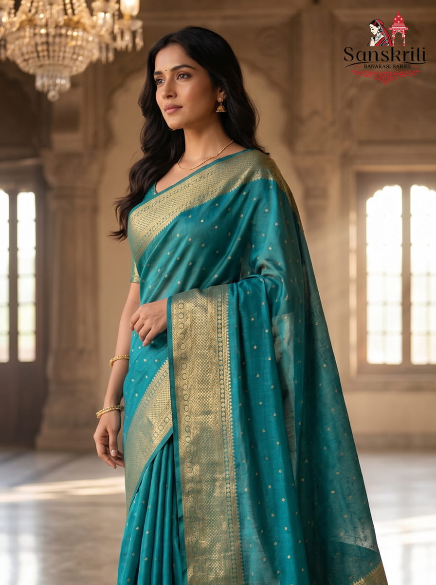 Red Banarasi Handloom Katan Silk Saree with Kashi Ghat Weaves – Traditional Elegance (5.5 Meters)