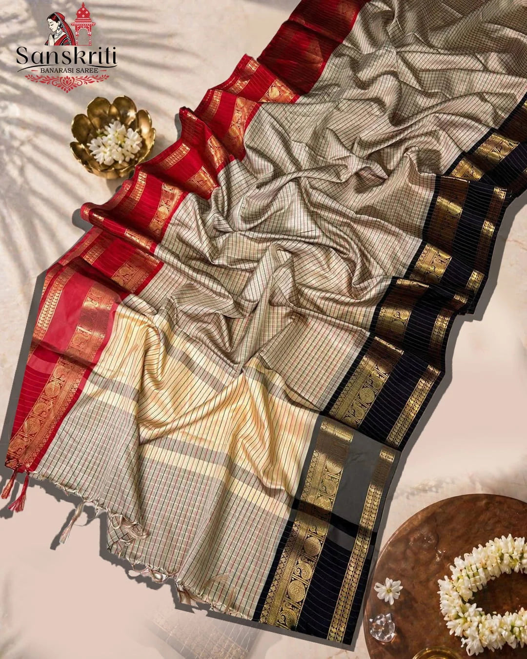 Chettinad Cotton Saree with Ganga Jamuna Border – Kanchi Cotton Style | Lightweight & Elegant (6.2–6.3 Meters)