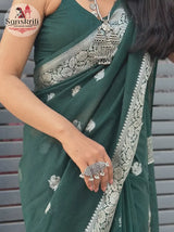Elegant Green Cotton Silk Saree for Women | Soft Lightweight Traditional & Festive Wear Saree