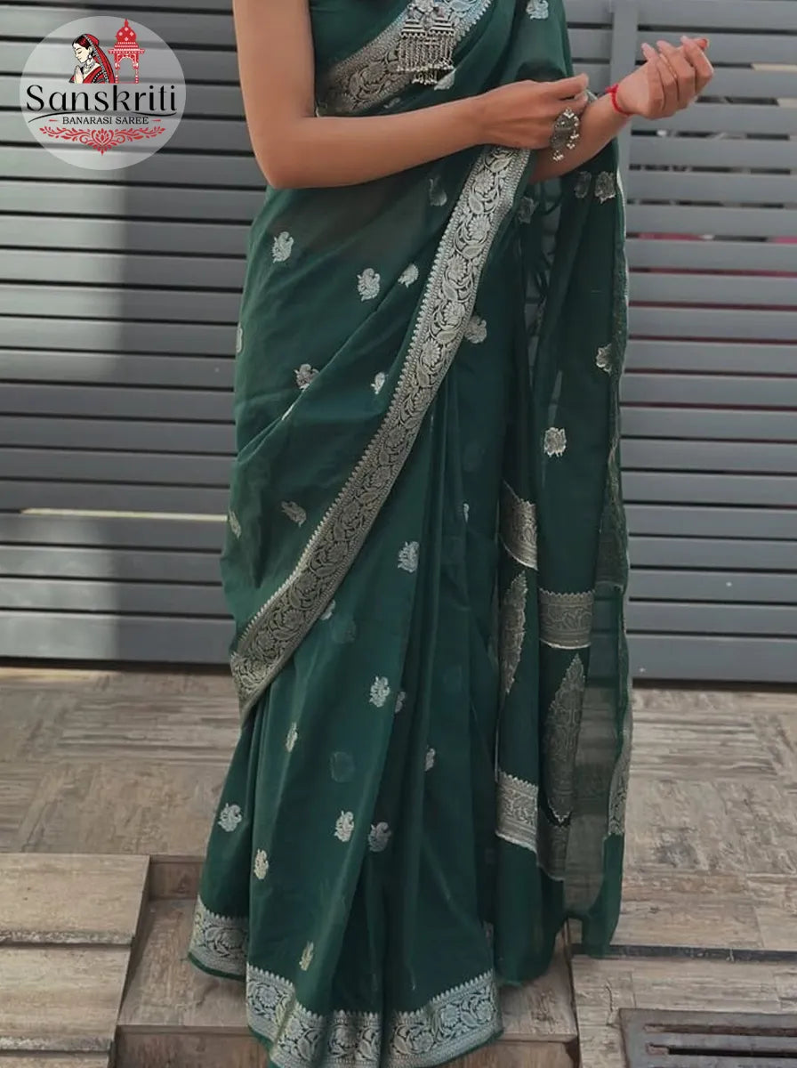 Elegant Green Cotton Silk Saree for Women | Soft Lightweight Traditional & Festive Wear Saree