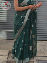 Elegant Green Cotton Silk Saree for Women | Soft Lightweight Traditional & Festive Wear Saree