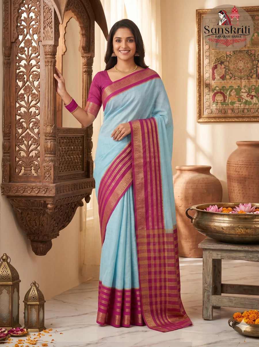 Banarasi Cotton Silk Saree – Lightweight Elegant Traditional Wear (5.5 Meters)