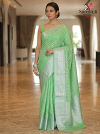 Kanchipuram (Kanjivaram) Silk Saree with Silver Zari Work – Elegant Traditional Wear (6.25 Meters)