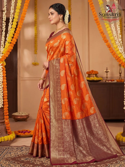 Premium Handwoven Banarasi Warm Silk Saree with Rich Zari Weaving