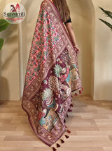 Soft Cotton Chanderi Saree with Kalamkari Digital Print & Decorative Tassels | Elegant Ethnic Wear for Women