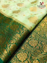 Traditional Light Green & Gold Zari Banarasi Silk Saree for Weddings
