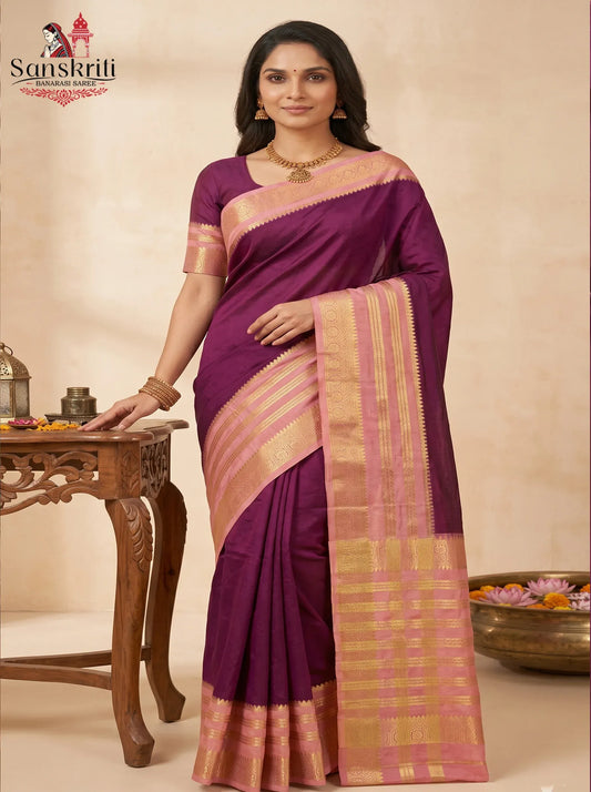 Banarasi Cotton Silk Saree – Lightweight Elegant Traditional Wear (5.5 Meters)