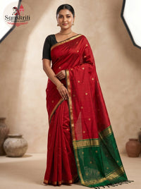 Handwoven Maheshwari Silk Cotton Saree – Traditional Lightweight Elegance (6.2–6.3 Meters)
