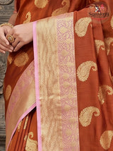 Premium Handwoven Banarasi Warm Silk Saree with Rich Zari Weaving