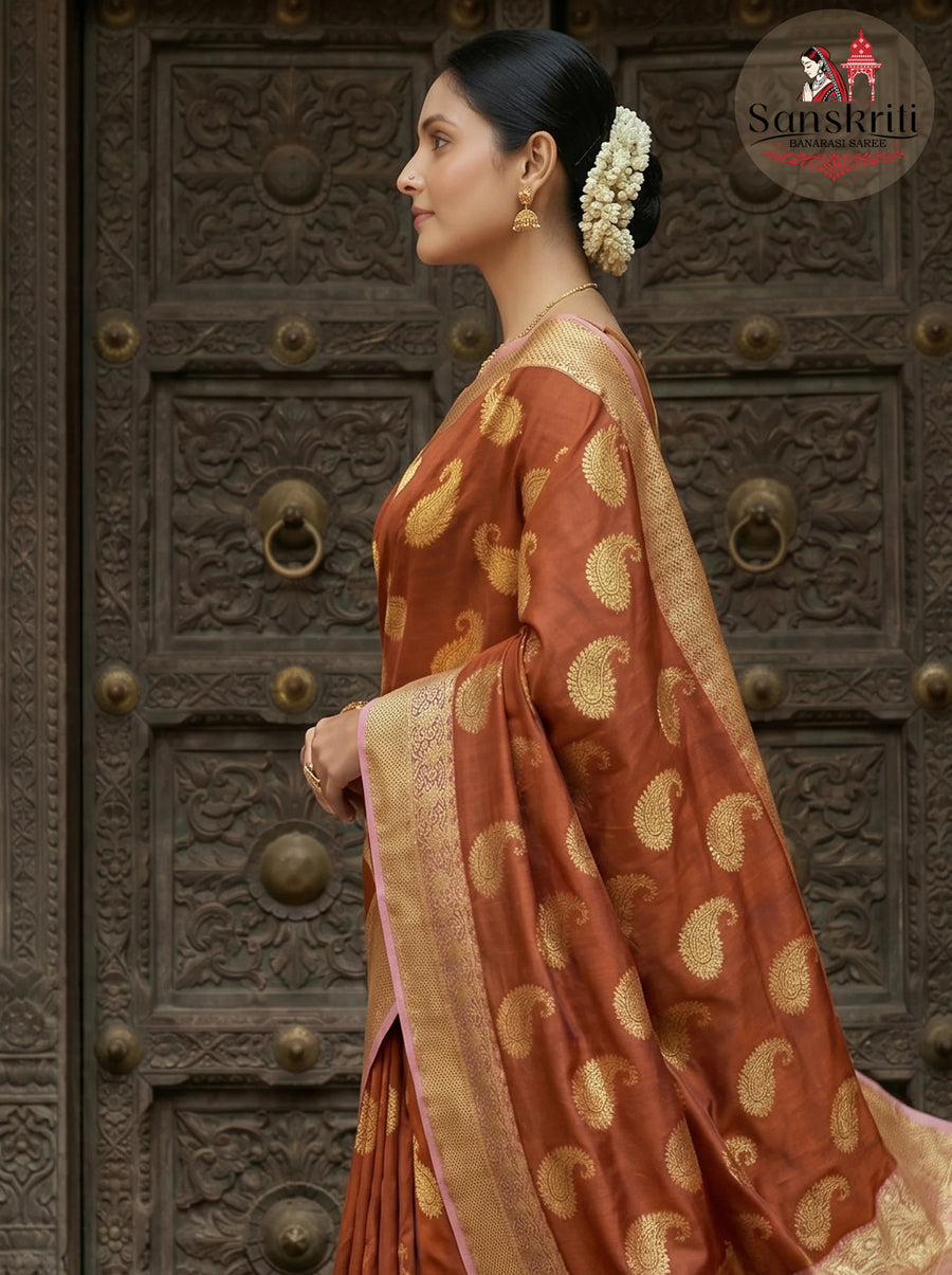 Premium Handwoven Banarasi Warm Silk Saree with Rich Zari Weaving