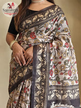 Soft Cotton Chanderi Saree with Kalamkari Digital Print & Decorative Tassels | Elegant Ethnic Wear for Women