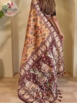 Soft Cotton Chanderi Saree with Kalamkari Digital Print & Decorative Tassels | Elegant Ethnic Wear for Women