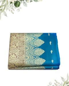 Elegant GDC Silk Saree in Peacock Blue with Rich Gold Zari Pallu